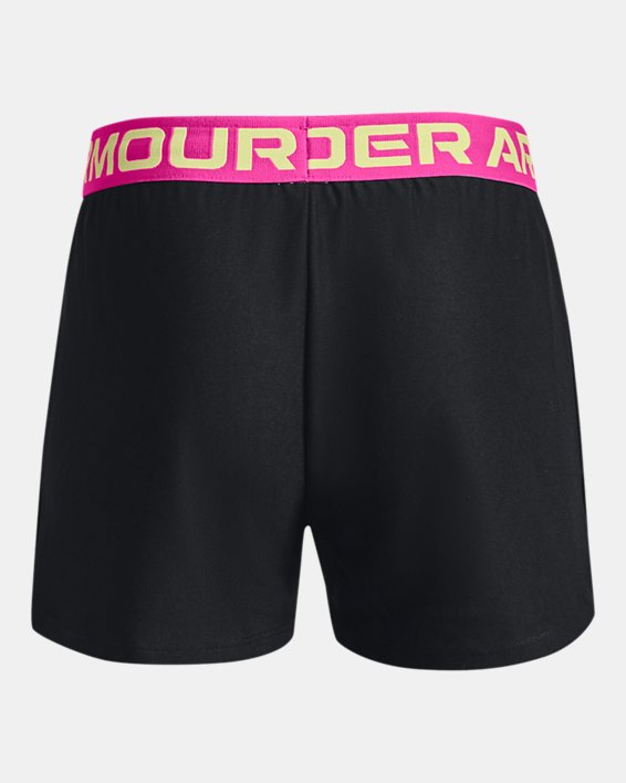 Girls' UA Play Up Graphic Logo Shorts in Black image number 1